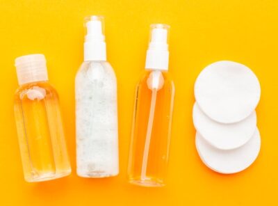 top view cosmetic products with cotton pads 23 2148620066