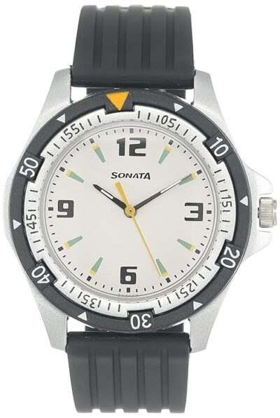 SF Quartz Analog White Dial Watch for Men-NS7930PP01