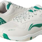 Li-Ning Ultra Power Non-Marking Badminton Shoe|Indoor Sports|Stability Heel, Prototypical Sole, Lightweight Shoe (White Sand/Pine Green,UK 4)