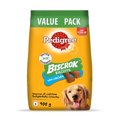 Pedigree All Life Stages Biscrok Dry Dog Biscuits (Above 4 Months), Chicken Flavor, 900g Pack