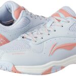 Li-Ning Men Ultra Power Non-Marking Badminton Shoe|Indoor Sports|Stability Heel, Prototypical Sole, Lightweight Shoe (Arctic ICE/Lobster Bisque,UK 1)