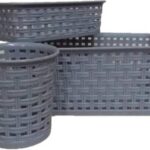 Joyo Multipurpose Cane Basket Plastic Rectangle, BPA Free, Shelf Storage Organizer (Assorted, Pack of 3)