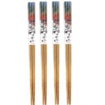 Disposable Bamboo Wooden Chopsticks, Set of 4 Pairs, Reusable, Quality Wood