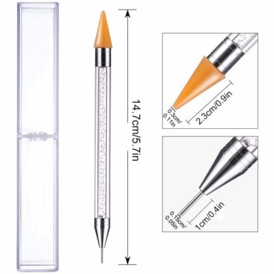 2 Colors Rhinestones Gems AB Nail Art Rhinestones Decorations for DIY Nail Art Crafts Nail Gems Stones Crystals with Rhinestone, 1 pcs Rhinestone Picker Dotting Pen and 1Tweezer(1 Set )