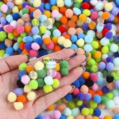 1000 Pieces 1cm Assorted Pom Poms, Small Pompom Balls for Kids Creative Arts & Crafts Projects Making and DIY Decorations