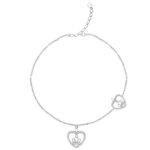 925 Silver Crown Heart Anklet (Single), Adjustable Gifts for Girlfriend, Gifts for Women & Girls| With Certificate of Authenticity and 925 Stamp