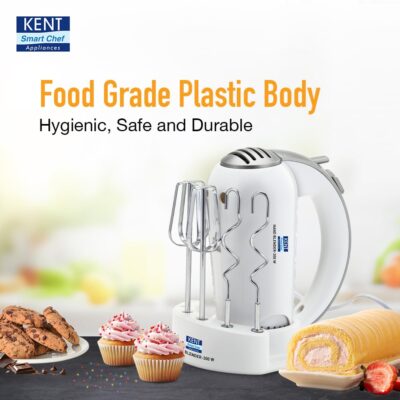 KENT 16051 Hand Blender 300 W | 5 Variable Speed Control | Multiple Beaters & Dough Hooks | Turbo Function, Plastic, 300 Watts