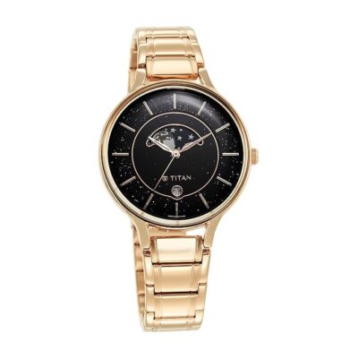 Titan Premium Workwear Blue Dial Analog with Date Stainless Steel Strap Watch for Women-NS2674WM01