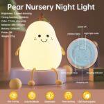 One94Store Rechargeable Silicone Pear Night Lamp – Touch Control Color-Changing LED Light with 7 Colors | Kids’ Bedroom Décor | Ideal Baby Gift (Warm White)