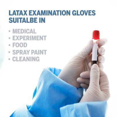 OTICA Latex Hand Gloves – Medical Examination & All-Purpose Gloves | Powdered, CE Approved, Food Grade, Non-Sterile | Pack of 100 (Medium, White, 4gm)