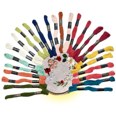 Cotton Rainbow Embroidery Floss Skeins for Friendship Bracelets, Cross Stitch, DIY Craft Work - Mixed Color Thread, 25 Pieces, 60gm, Multicolor (Color May Vary)