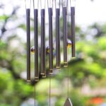 Paradigm Pictures Wind Chimes for Home – Positive Energy Hanging Décor for Balcony & Bedroom – Black, 12 Pipes