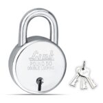 Link Locks Round Padlock – 50mm, Stainless Steel, 3 Keys, Weather Resistant (Silver Finish, 2-Year Warranty)