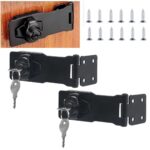 HASTHIP 2 Set Drawer Lock with Keys – 3" Metal Locking Hasp for Cabinet, Wardrobe & Desk (Black)