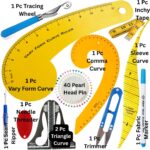 Artonezt Professional Fashion Design Tool Kit | 12 Pcs Pattern Drafting Ruler Set with French Curves, Armhole Curve, Sleeve Curve, Measuring Tools & Sewing Accessories