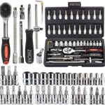 ZSIGNS 46PCS 1/4" Drive Socket Set – Ratchet Wrench Kit with CR-V Sockets, S2 Bits & Extension Bars