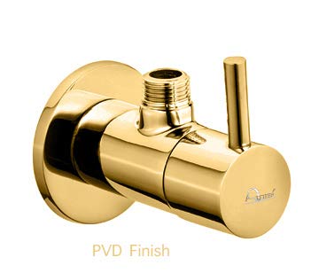 Aquieen Luxury Series Brass Angle Valve with Wall Flang Fluid (5.2X8.4 cm) (Gold)