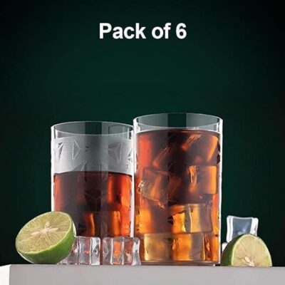 THE SR BRAND Plastic Unbreakable Water,Juice, Drinking Glass Set Glass Set (250 Ml, Glass) Glass Set (Blur Transparent Diamond Triangles, 6)