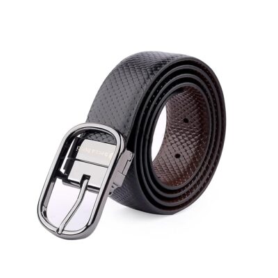 Bacca Bucci Men’s Reversible Genuine Leather Belt | Italian Top Grain Leather | Black & Brown with Rotating Buckle | Gift Box