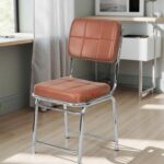 Chair Reception Waiting Area Home Study Visitor Chair Without Arm Heavy Duty with Steel Frame and Cushion seat Back, Without Wheels Hold up to 140 kg (1, Tan, Heavy 3)