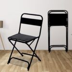 Folding Metal Chair with Backrest – Sturdy, Multipurpose for Restaurant, Garden, Living Room, Balcony, or Outdoor Use – Black (1 Chair)