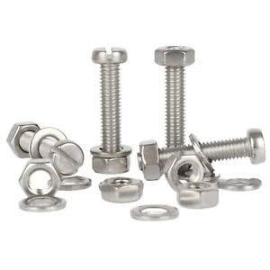 SYLIX M3 x 20mm Stainless Steel Cheese Head Slot Machine Screw, Nut & Washer Set (30 Pcs)