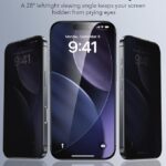 Military-Grade Gorilla Privacy Tempered Glass Compatible For iPhone 15 / iPhone 16 (Black) Edge To Edge Coverage and Easy Installation Kit with 1 month warranty