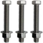 Calibre Engineering SS304 Hex Head Bolts with Double Nuts & Washers (M12 x 100mm, Pack of 5)