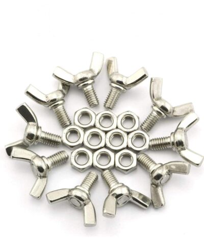 MEC® M6 x 10mm Wing Bolt Set with Hex Nut (Pack of 10) – Stainless Steel Thumb Butterfly Screws
