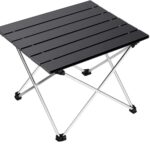 Multipurpose Folding Utility Table | Ideal for Indoor & Outdoor Picnic,BBQ,Cooking,Festival | Aluminium Stackable Top & Frame | Portable Camping Table (Black)