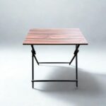 Foldable Metal Frame Wooden Study/Dining Table | Compact & Portable Design | Multipurpose Table for Home, Office, and Study Room (29x19x30 Inches, Natural Wood Finish)