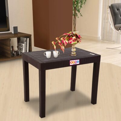 AVRO FURNITURE Nexa Dining/Office Table | Wooden Texture on Top | Sturdy Legs | Export Quality Plastic | Tested with 200 kg Weight | Small Dining Table for Home| Brown Color