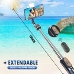 Kratos K14 Selfie Stick Tripod, 100CM Length with Light, 3 in 1 Multifunctional Design, Rechargable LED Light with Two Brighness Levels for Make up, Selfie & Photo Shoot with Bluetooth Remote Visit the Kratos Store