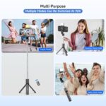 WeCool S3-L Selfie Stick Tripod, Detachable LED Light & Wireless Remote, 3-in-1 Extendable Selfie Stick with Sturdy Tripod Stand, Ideal for Vlogging & Travel, Compatible with All iPhone & Smartphones