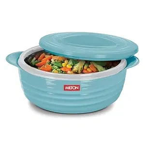 MILTON Aspire 1500 Serving Casserole, Double Walled Inner Stainless Steel, PU Insulated Kitchen Hot Pot, Keeps Food hot & Fresh for Roti, Biryani, 1180 ml, Blue