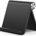 STRIFF Multi Angle Tablet Tabletop Stand. Holder for iPhone, Android, Samsung, OnePlus, Xiaomi. Portable, Foldable Stand. Perfect for Bed, Office, Home, Gift and Desktop (Black)