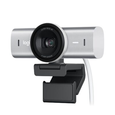 Logitech MX Brio Ultra HD 4K Collaboration and Streaming Webcam with Free Adobe Subscription, 1080p at 60 FPS, Dual Noise Reducing Mics, Show Mode, USB-C, Webcam Cover