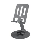 Geonix Trek M3 360° Rotatable & Foldable Mobile Phone Stand – Metallic, Adjustable Height & Angle, Universal Holder for Smartphones & Tablets (Grey)