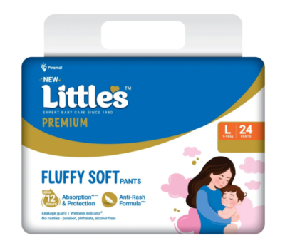 Little's CloudSoft Comfort Baby Diapers with 12-Hour Dryness Protection - Large (24 Count)