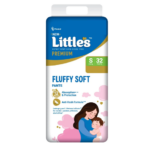 Little's GentleSoft Baby Diapers with 12-Hour Dry Comfort - Small (32 Count)
