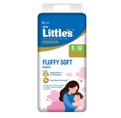Little's GentleSoft Baby Diapers with 12-Hour Dry Comfort - Small (32 Count)