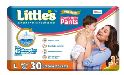 Little's ActiveFit Baby Pants for Everyday Comfort & Protection - Large (30 Count)