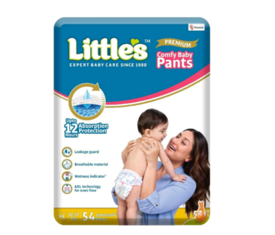 Little's Comfy Baby Pants Diapers XL Size (54 Pieces) | Soft Cotton Feel, Leak Protection & Comfortable Fit for Active Babies