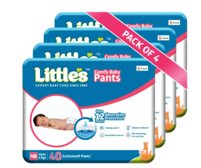 Little's Comfy Baby Pants New Born Diapers (160 Pieces) | Soft Comfort, High Absorbency & Leak Protection