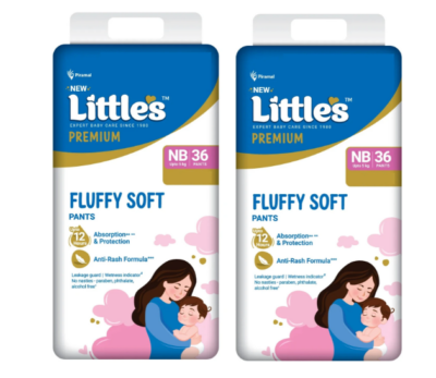 Little's Fluffy Soft Baby Diapers New Born Size – Gentle Comfort & Leak Protection (72 Pieces)