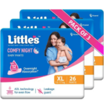 Little's Comfy Night Baby Pants Diapers XL Size with Overnight Protection (78 Pieces)